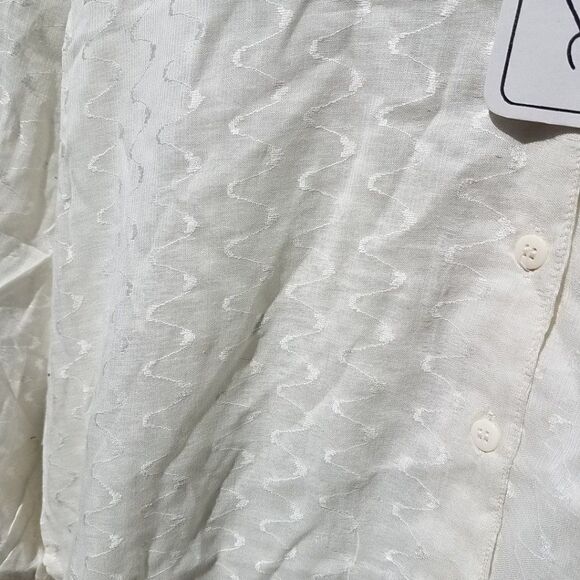 Plus Small Off White Ecru Le Mieux Top Long Sleeve Button Down Women's - Picture 3 of 10